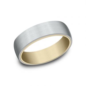 Benchmark 14k White and Yellow Gold 6.5mm Sculpted Design Wedding Band