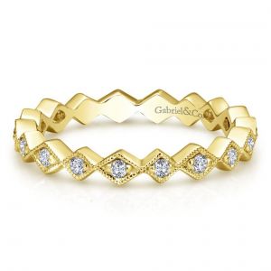 Gabriel & Co. 14k Yellow Gold Diamond Geometric Stackable Wedding Band