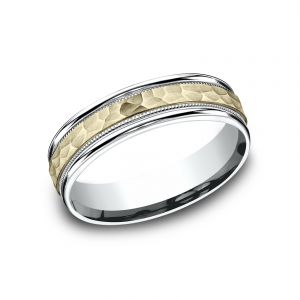 Benchmark 14k Two-Tone 6mm Sculpted Design Wedding Band
