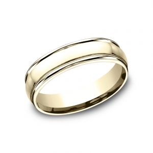 Benchmark 18k Yellow Gold 6mm Sculpted Design Polished Wedding Band