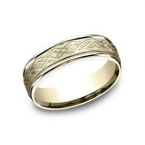 Benchmark 14k Yellow Gold 6.5mm Double Knot Sculpted Design Wedding Band