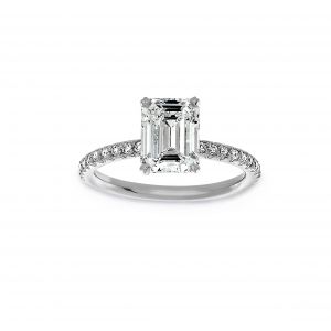 Norman Silverman Emerald Cut And Pave Diamond Engagement Ring