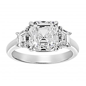 TWO by London Asscher Trapezoid Diamond Three Stone Engagement Ring