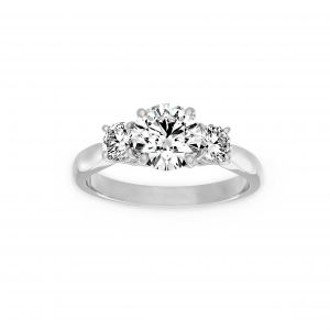 Norman Silverman Three Stone Round Diamond Engagement Ring