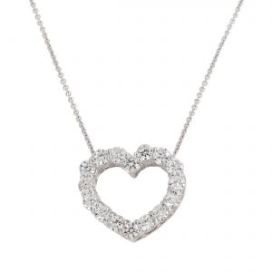 TWO by London 18k White Gold Large Heart Pendant With Chain