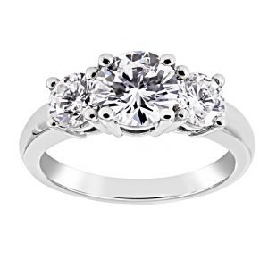TWO by London Three Stone Round Diamond Four Prong Ring