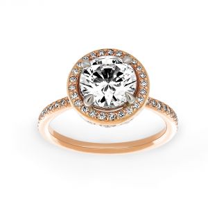 Michael B. Quintessa Micro-Pave Diamond Round Halo Engagement Ring