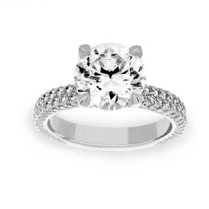 Michael B. Two Row Flatband Pave Diamond Solitaire Engagement Ring