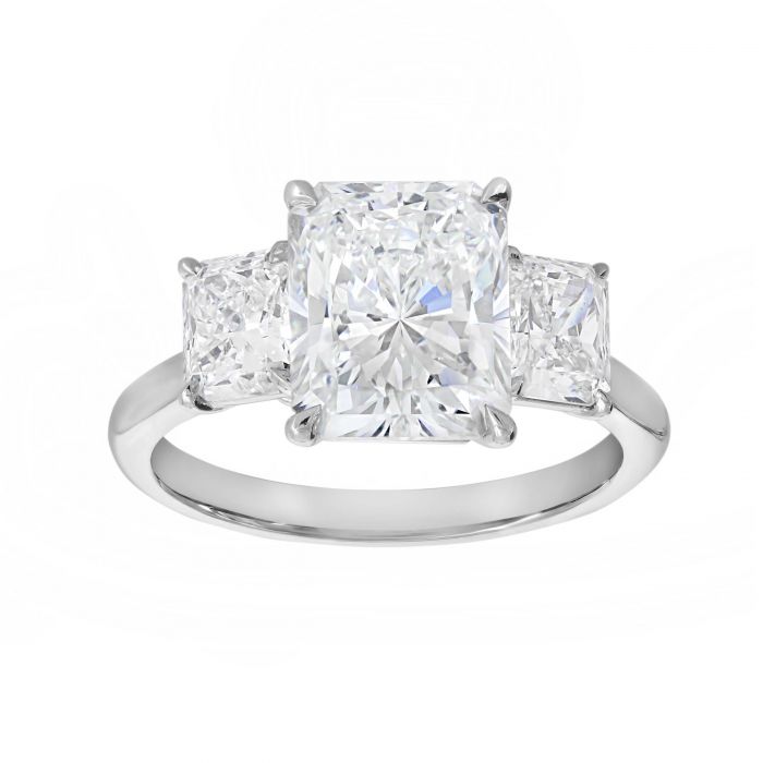 Platinum 3.12ct Round Brilliant Cut Diamond Three Stone Engagement Rin