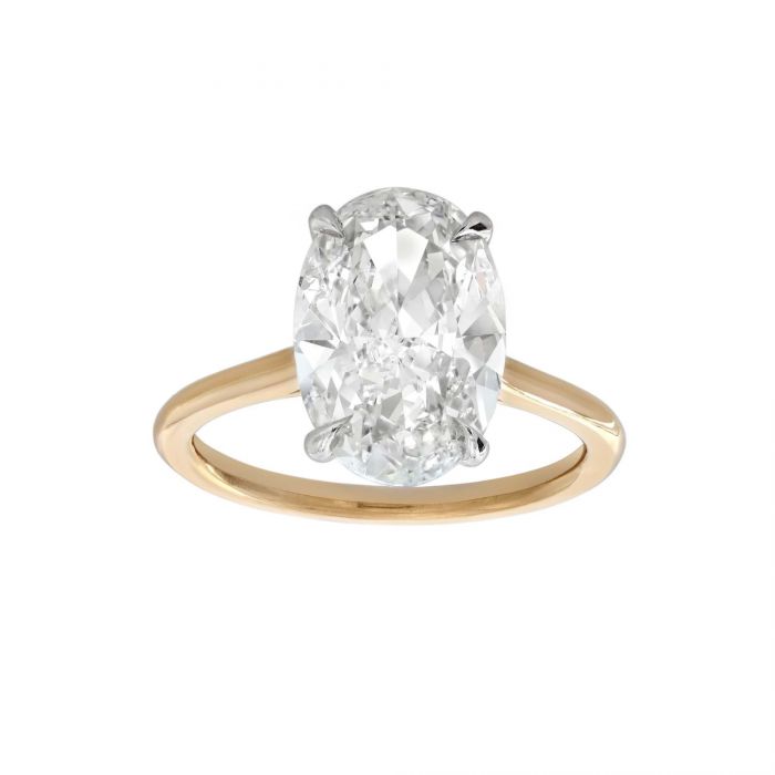 Platinum and 18K Rose Gold Emerald Cut Diamond Engagement Ring Setting –  Long's Jewelers