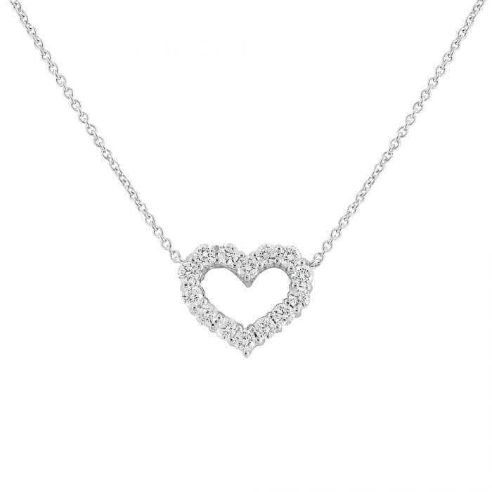 1/10ct TW Diamond Sterling Silver Double Heart Necklace - Walmart.com