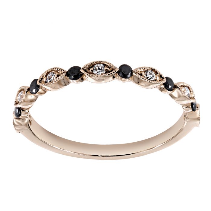 Henri Daussi Alternating Marquise Black Diamond Wedding Band